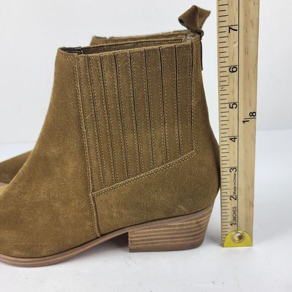 Marc Fisher LTD Yarita Toe Ankle Bootie Chelsea Brown Suede Pull On Pointed 8M - Picture 3 of 16